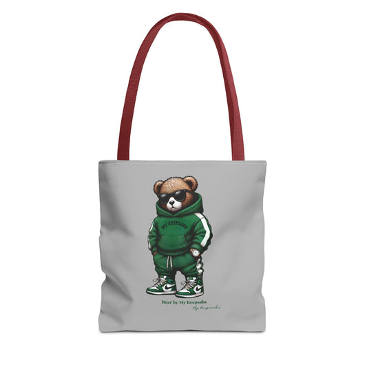 Tote Bag Light grey – Green Bear by My Keepsake