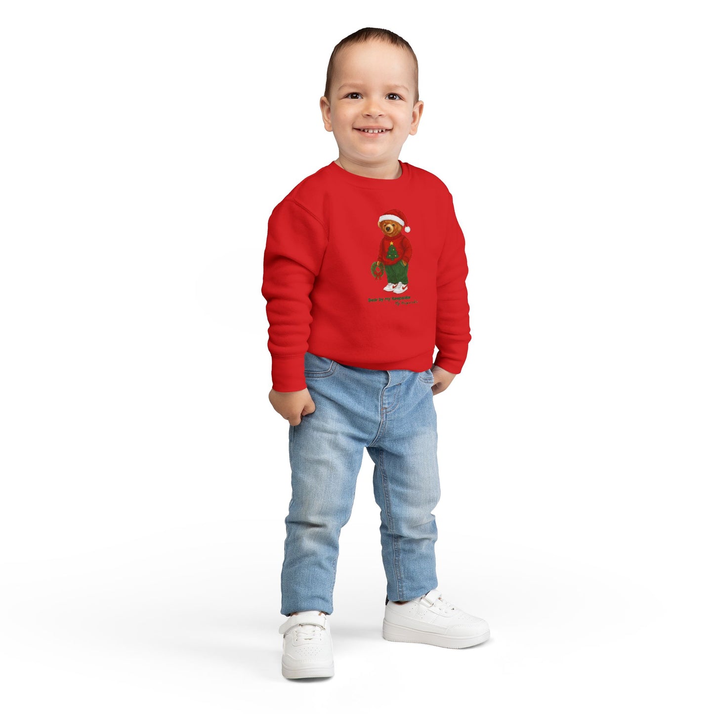 Cozy Christmas Bear Toddler Sweatshirt | Festive Holiday Gift for Kids, Santa Bear Design