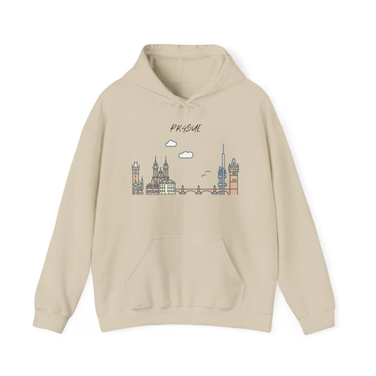 Prague Skyline Hoodie – Minimalist Cityscape Sweatshirt, Prague Souvenir Gift