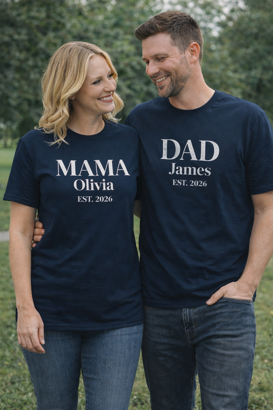 Personalized dad shirt with custom name and year minimalist design