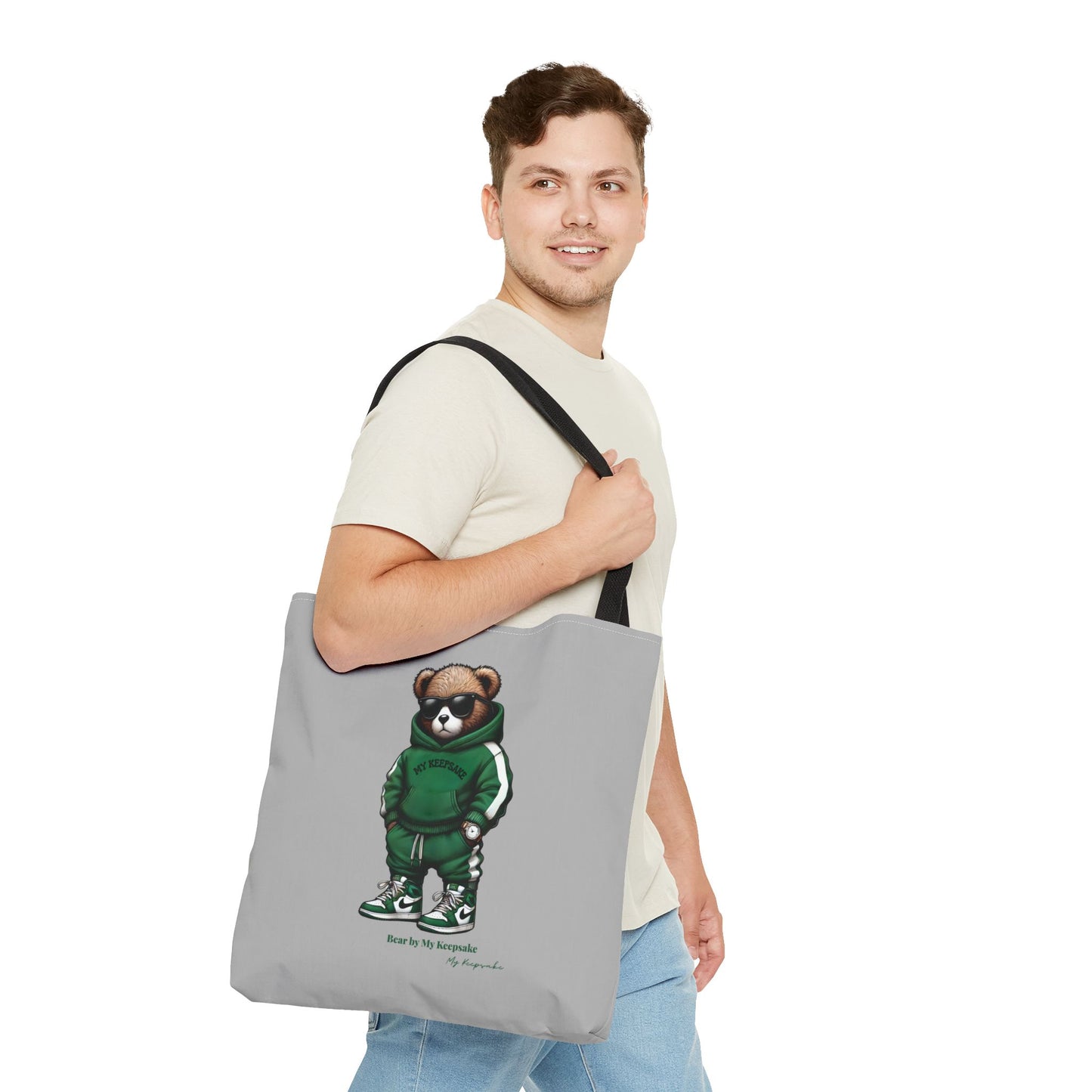 Tote Bag Light grey –  Green Bear by My Keepsake