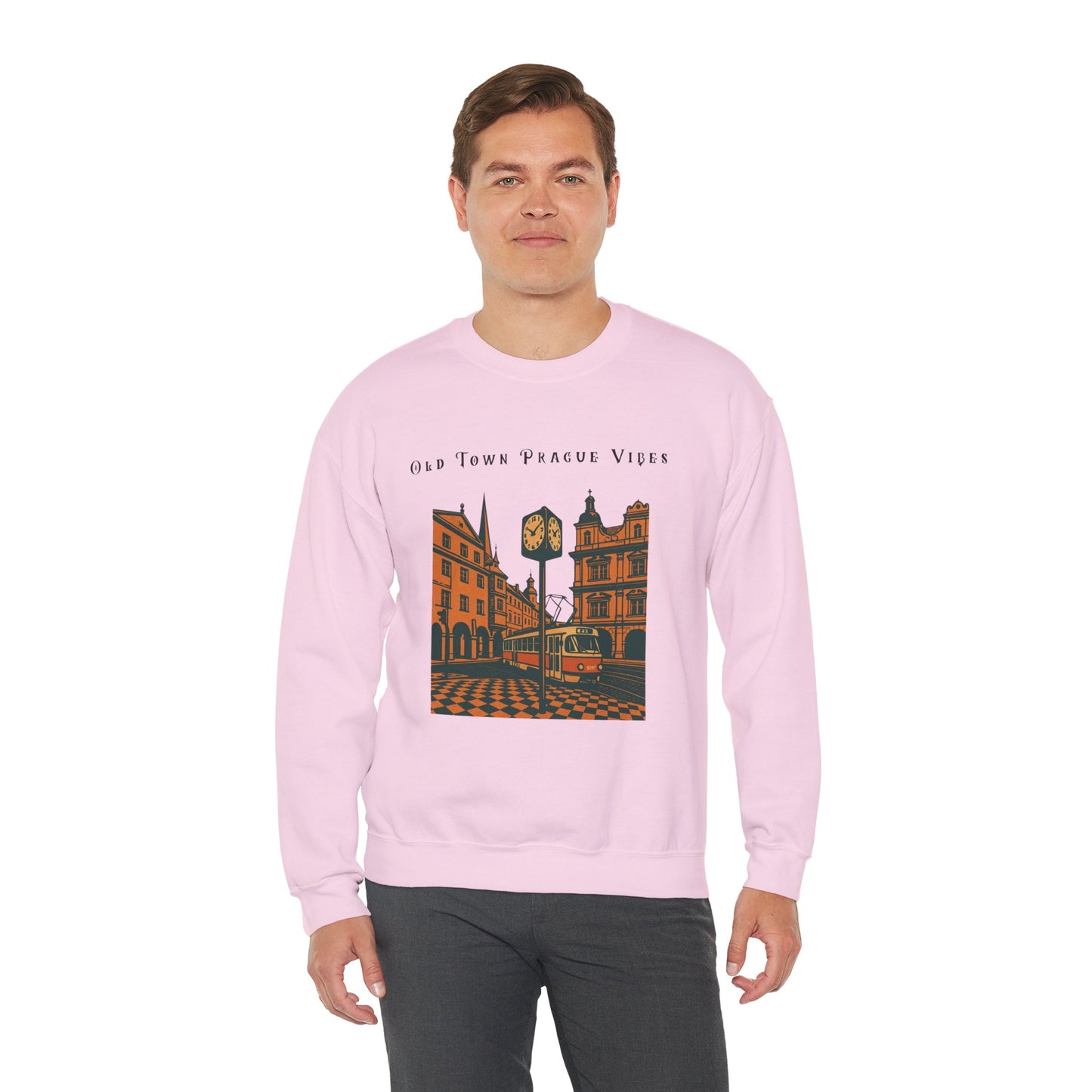 Prague Old Town Sweatshirt  Vintage Czech Republic Crewneck  Travel Souvenir Gift