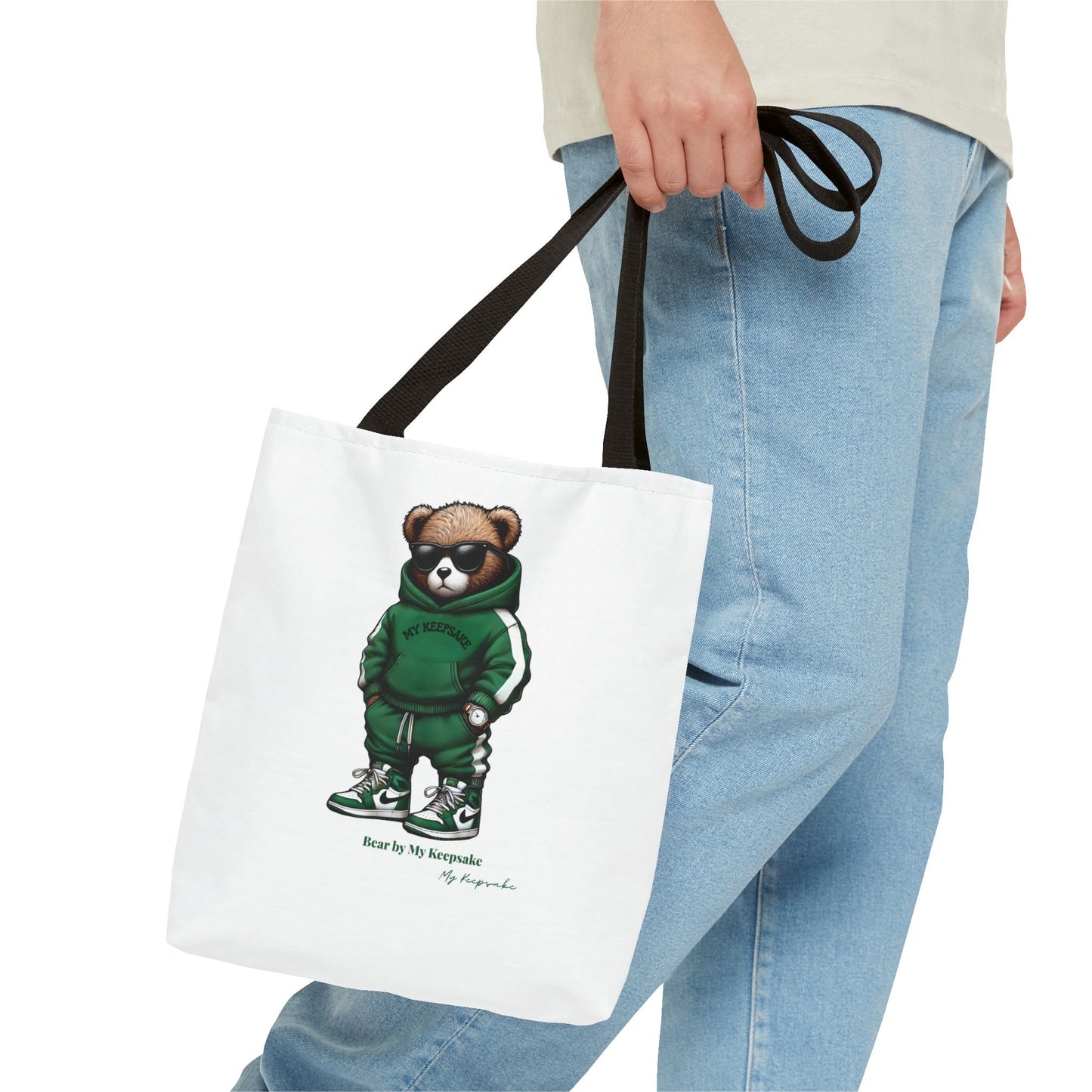 Tote Bag White  – Green Bear by My Keepsake