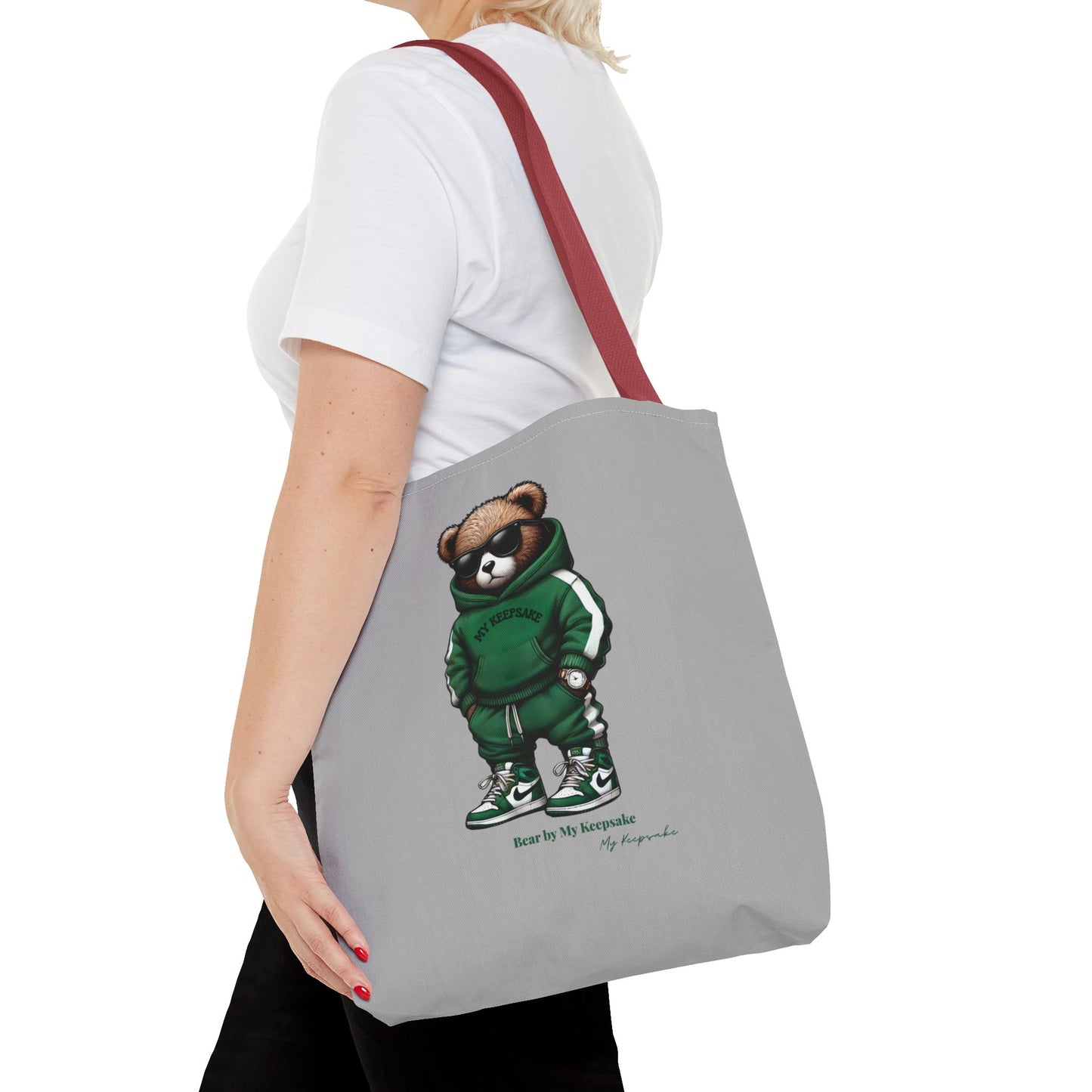 Tote Bag Light grey –  Green Bear by My Keepsake