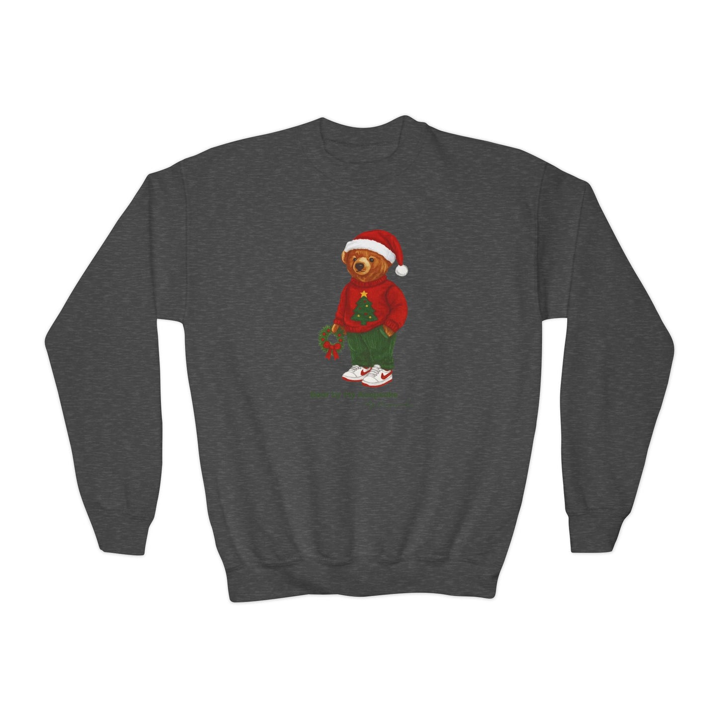 Bear by My Side Christmas Sweatshirt | Festive Youth Crewneck for Kids
