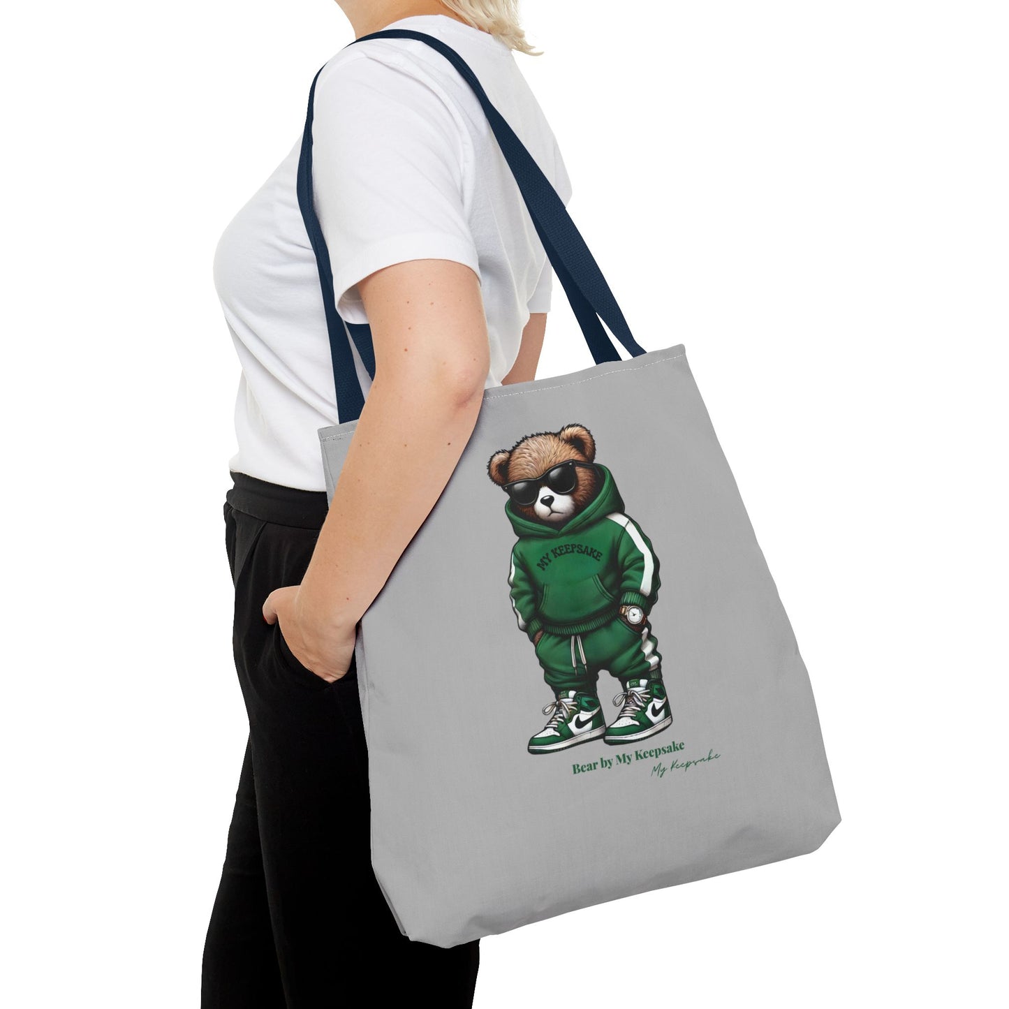 Tote Bag Light grey –  Green Bear by My Keepsake
