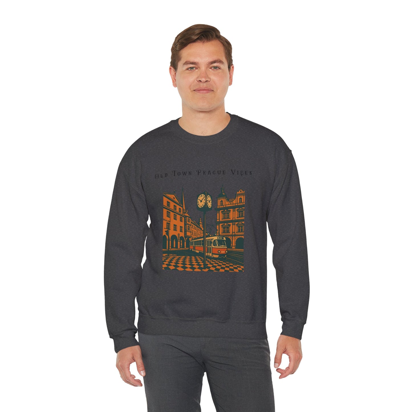 Prague Old Town Sweatshirt  Vintage Czech Republic Crewneck  Travel Souvenir Gift