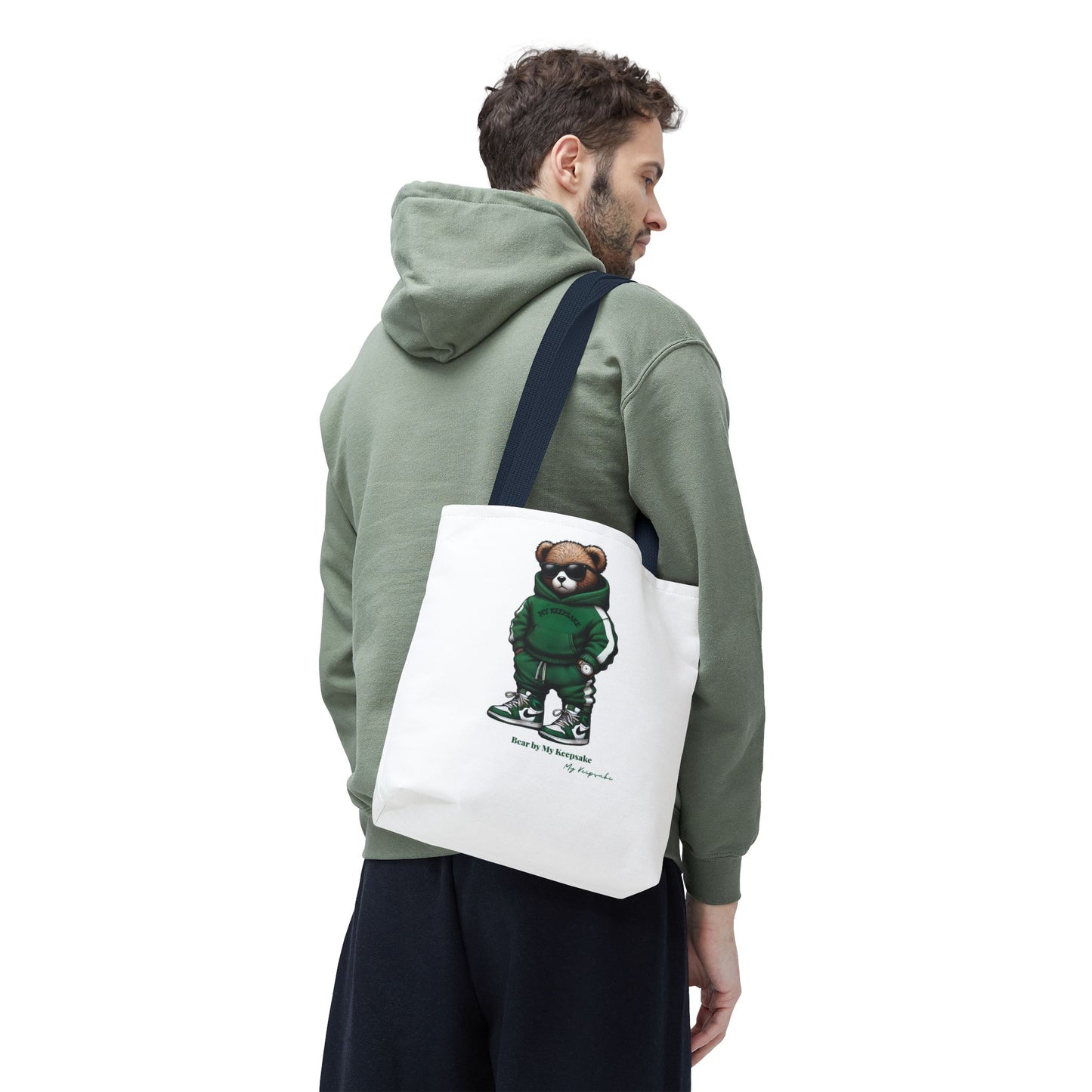 Tote Bag White  – Green Bear by My Keepsake