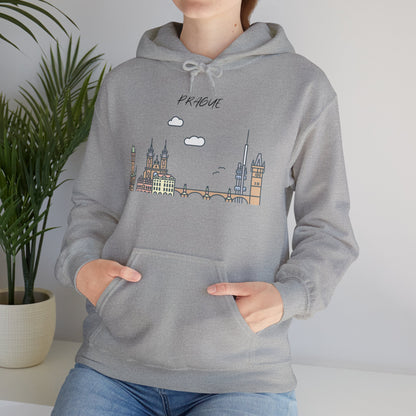 Prague Skyline Hoodie – Minimalist Cityscape Sweatshirt, Prague Souvenir Gift