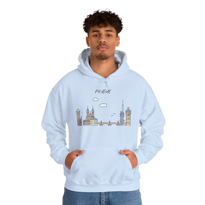 Prague Skyline Hoodie – Minimalist Cityscape Sweatshirt, Prague Souvenir Gift