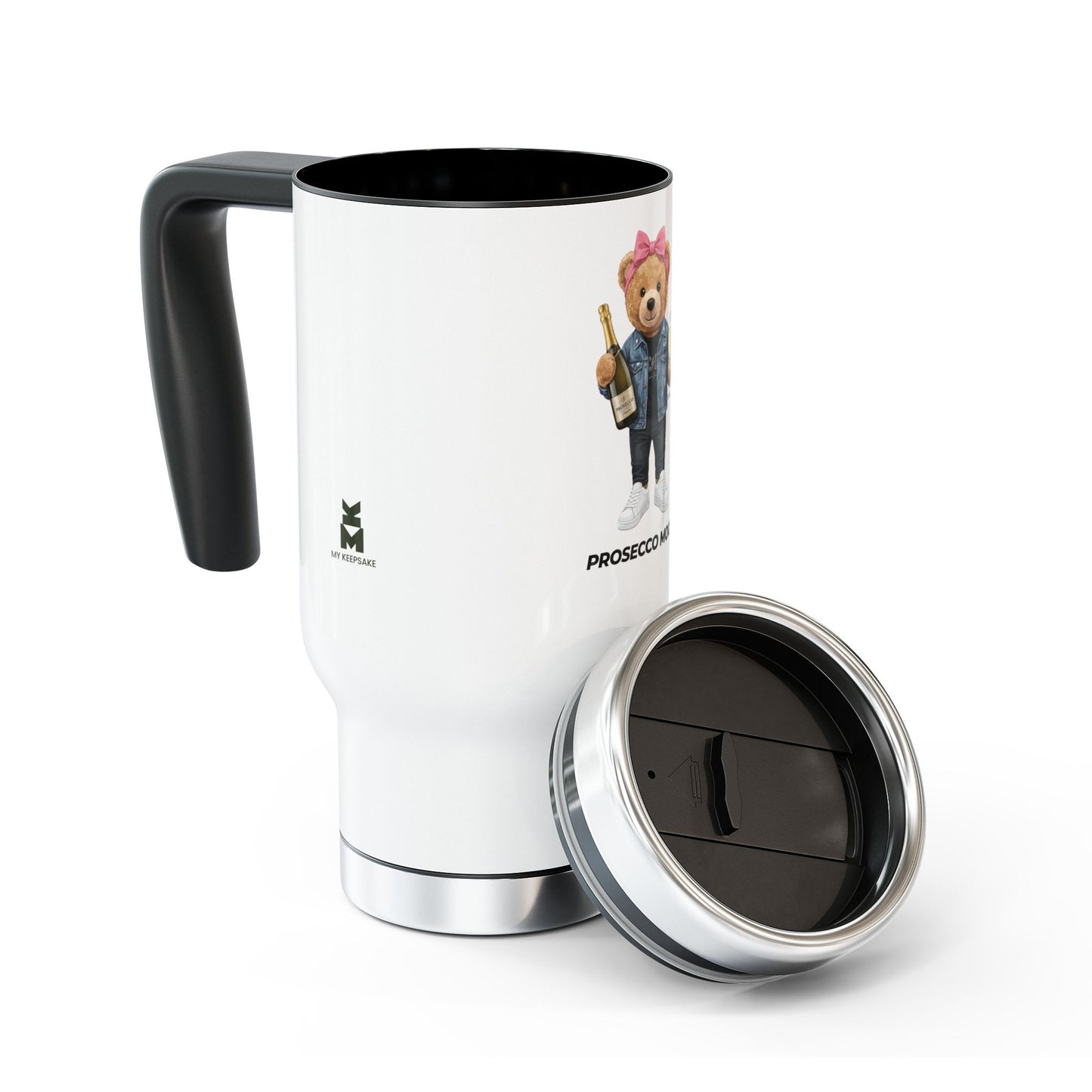 Prosecco Mood Bear Stainless Steel Travel Mug — 14oz