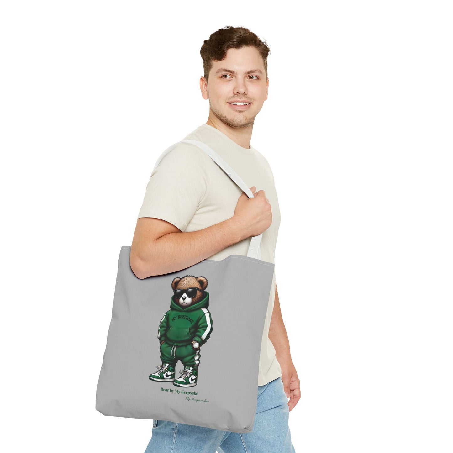 Tote Bag Light grey –  Green Bear by My Keepsake