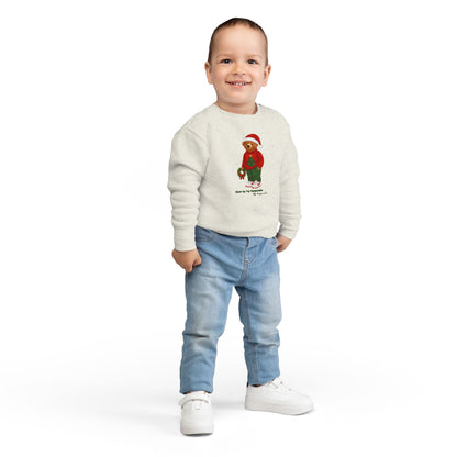 Cozy Christmas Bear Toddler Sweatshirt | Festive Holiday Gift for Kids, Santa Bear Design
