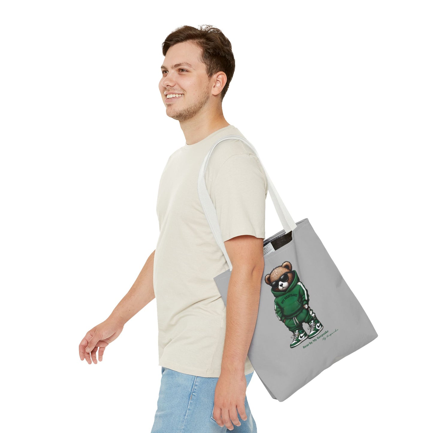 Tote Bag Light grey –  Green Bear by My Keepsake