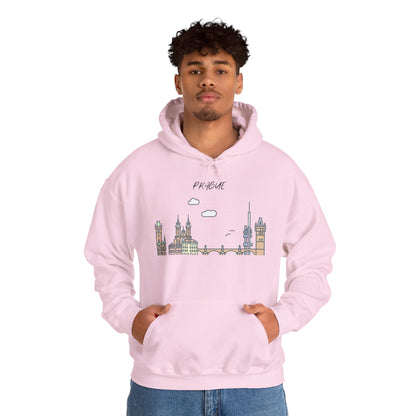 Prague Skyline Hoodie – Minimalist Cityscape Sweatshirt, Prague Souvenir Gift