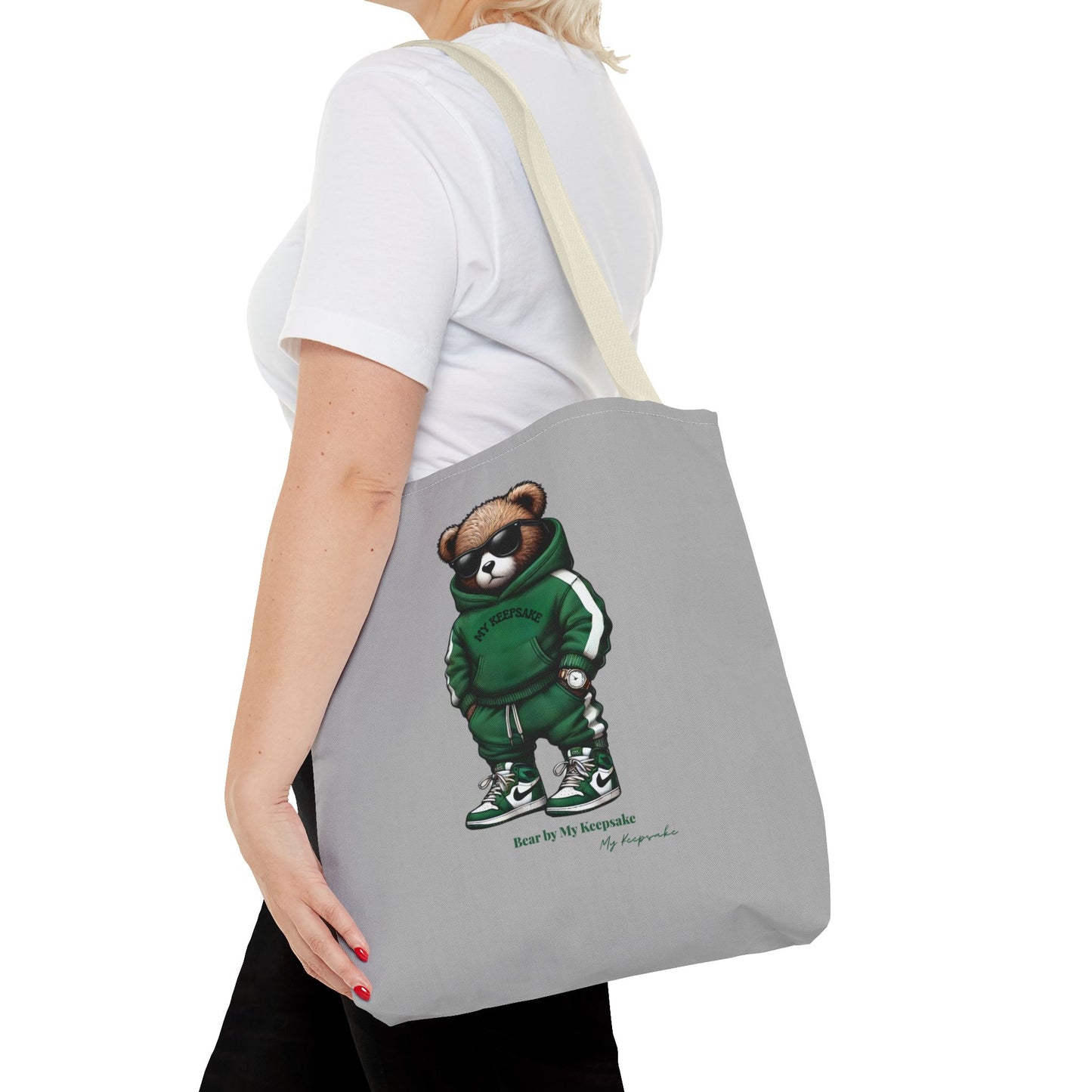 Tote Bag Light grey –  Green Bear by My Keepsake