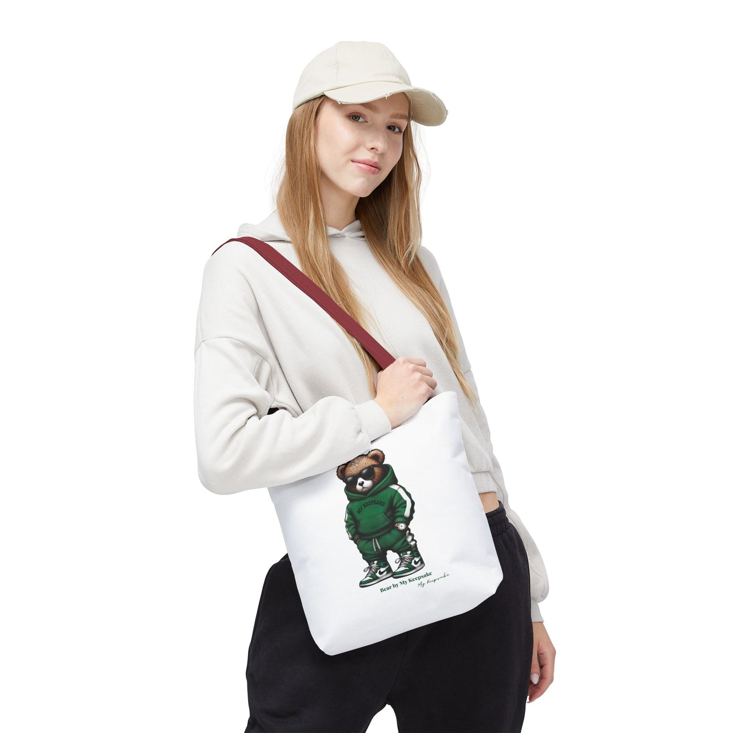 Tote Bag White  – Green Bear by My Keepsake