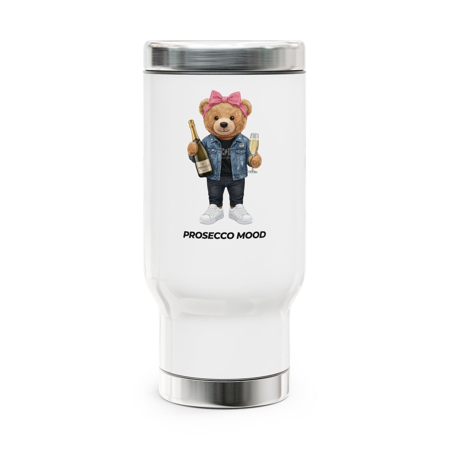 Prosecco Mood Bear Stainless Steel Travel Mug — 14oz