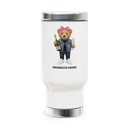Prosecco Mood Bear Stainless Steel Travel Mug — 14oz