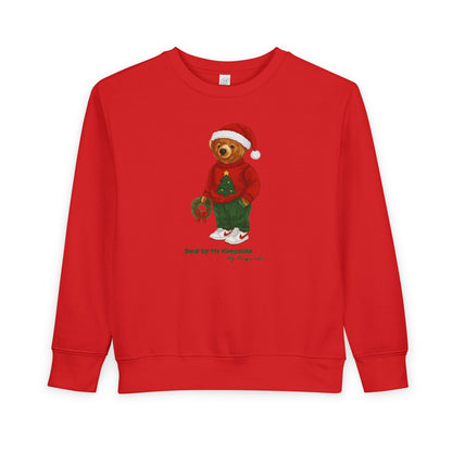 Cozy Christmas Bear Toddler Sweatshirt | Festive Holiday Gift for Kids, Santa Bear Design