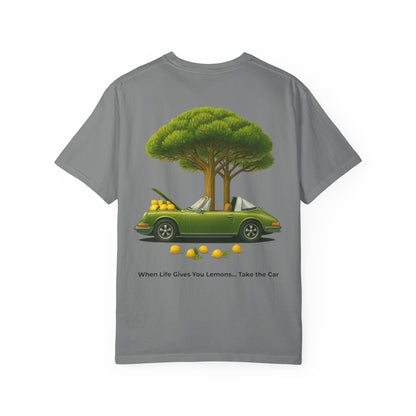 Lemon Tree Car T-Shirt – Vintage Green Graphic Garment-Dyed Tee