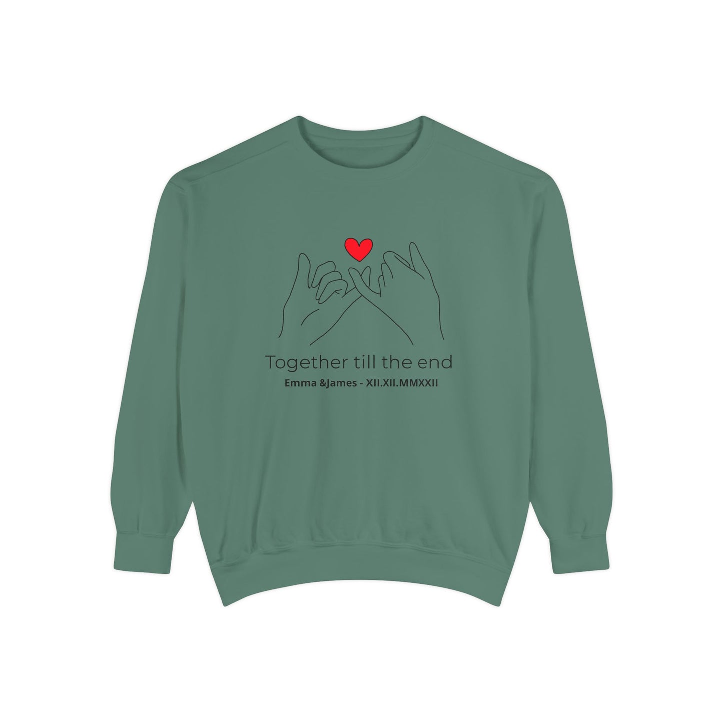 Together Till the End Sweatshirt – Personalized Couple Heart Pinky Promise Crewneck