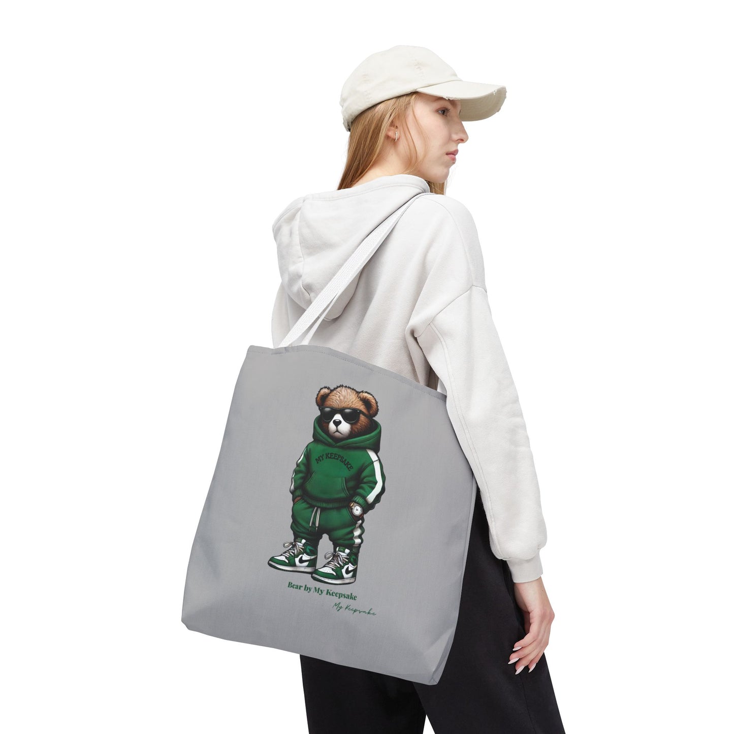 Tote Bag Light grey –  Green Bear by My Keepsake