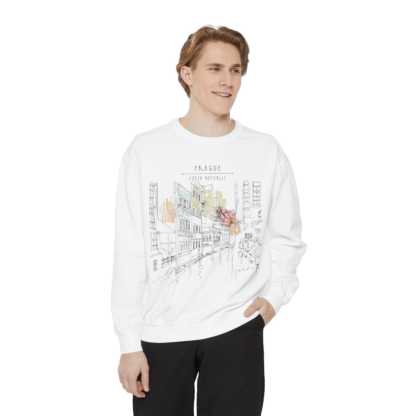 Prague Sketch Unisex Sweatshirt – Vintage City Illustration Crewneck