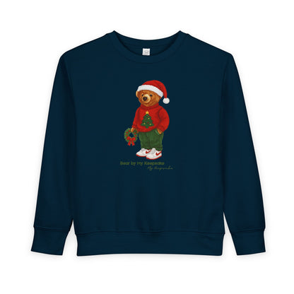 Cozy Christmas Bear Toddler Sweatshirt | Festive Holiday Gift for Kids, Santa Bear Design