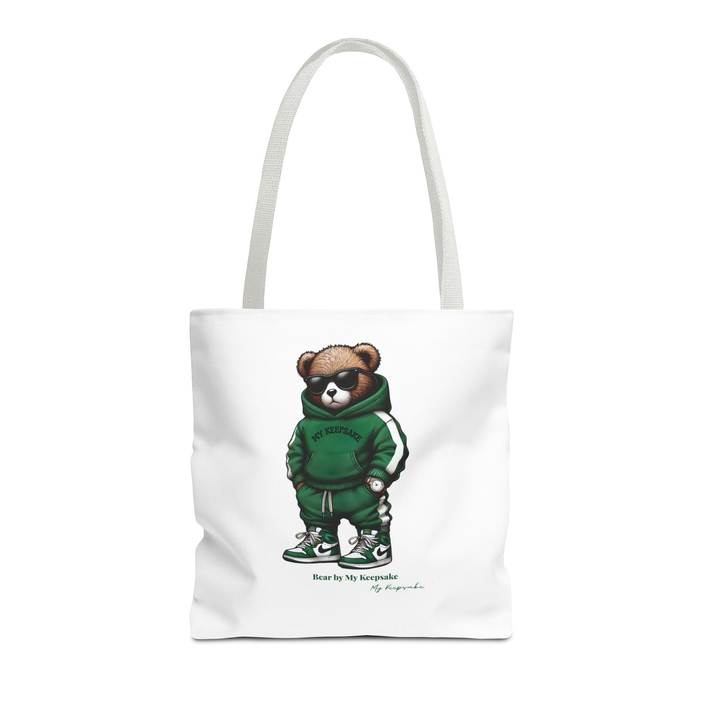 Tote Bag White  – Green Bear by My Keepsake