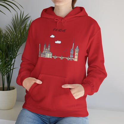 Prague Skyline Hoodie – Minimalist Cityscape Sweatshirt, Prague Souvenir Gift
