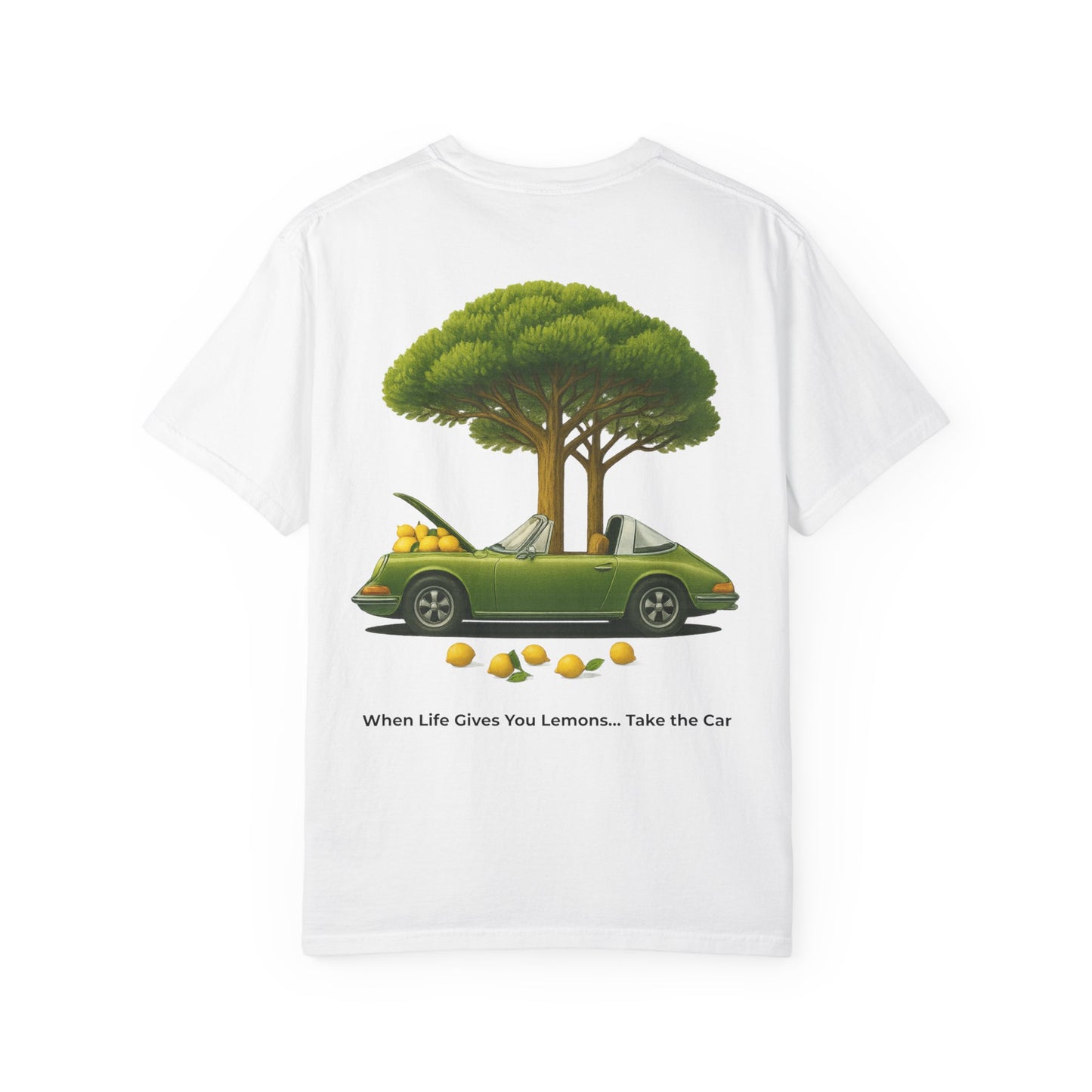 Lemon Tree Car T-Shirt – Vintage Green Graphic Garment-Dyed Tee