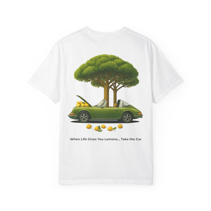 Lemon Tree Car T-Shirt – Vintage Green Graphic Garment-Dyed Tee