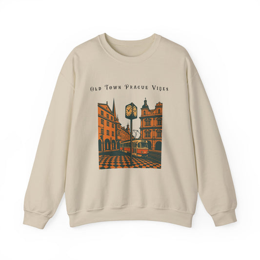 Prague Old Town Sweatshirt  Vintage Czech Republic Crewneck  Travel Souvenir Gift