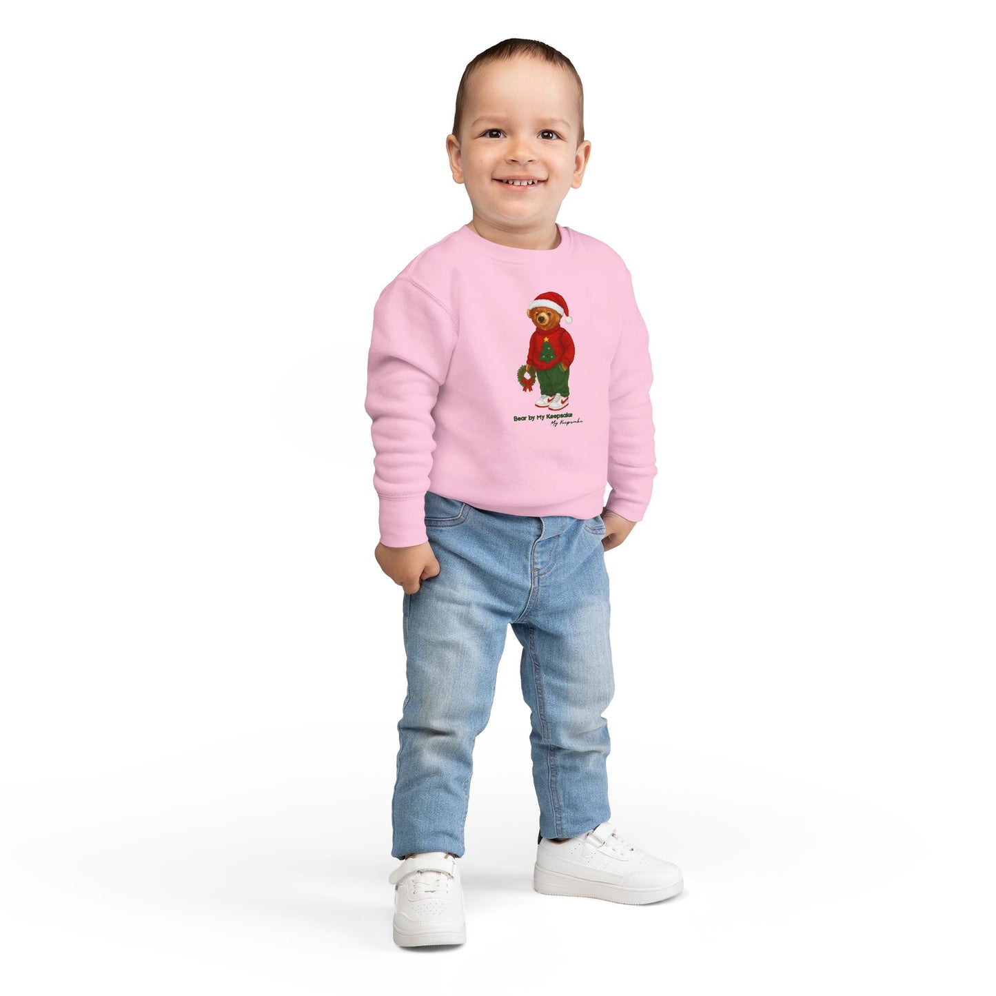 Cozy Christmas Bear Toddler Sweatshirt | Festive Holiday Gift for Kids, Santa Bear Design