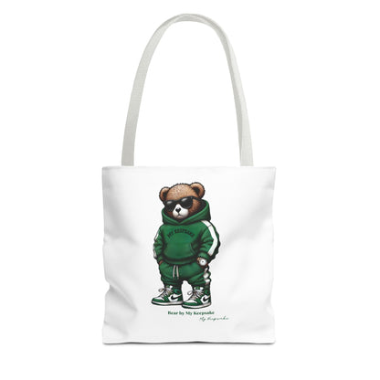 Tote Bag White  – Green Bear by My Keepsake