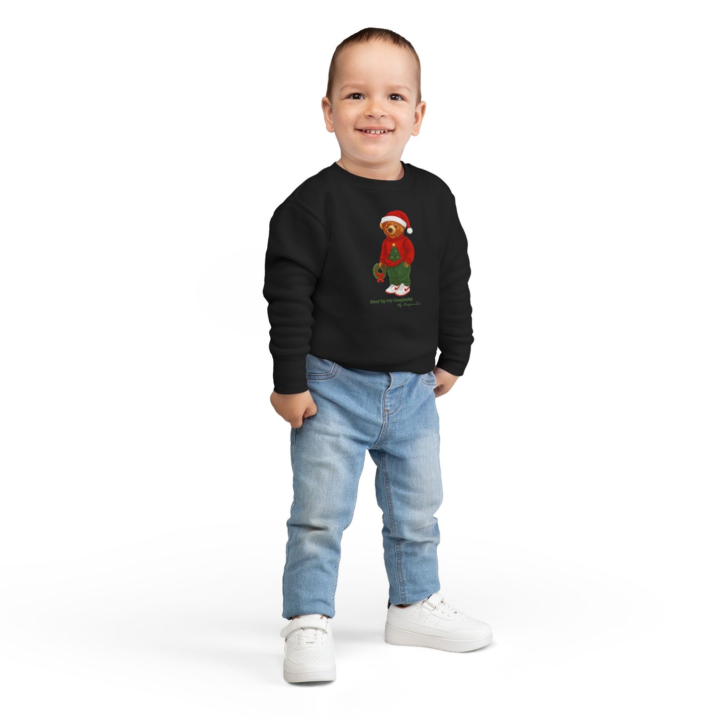 Cozy Christmas Bear Toddler Sweatshirt | Festive Holiday Gift for Kids, Santa Bear Design