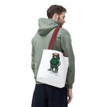 Tote Bag White  – Green Bear by My Keepsake