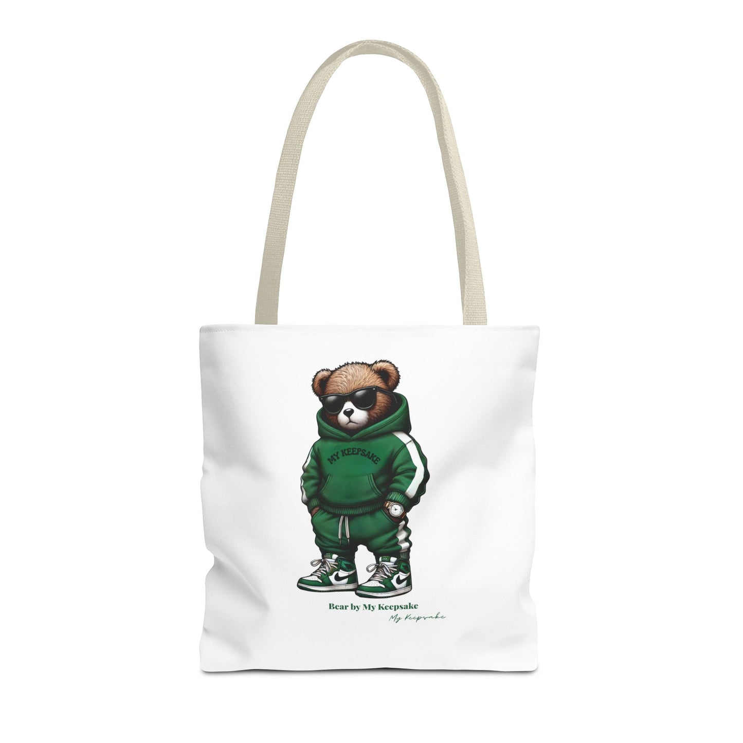 Tote Bag White  – Green Bear by My Keepsake