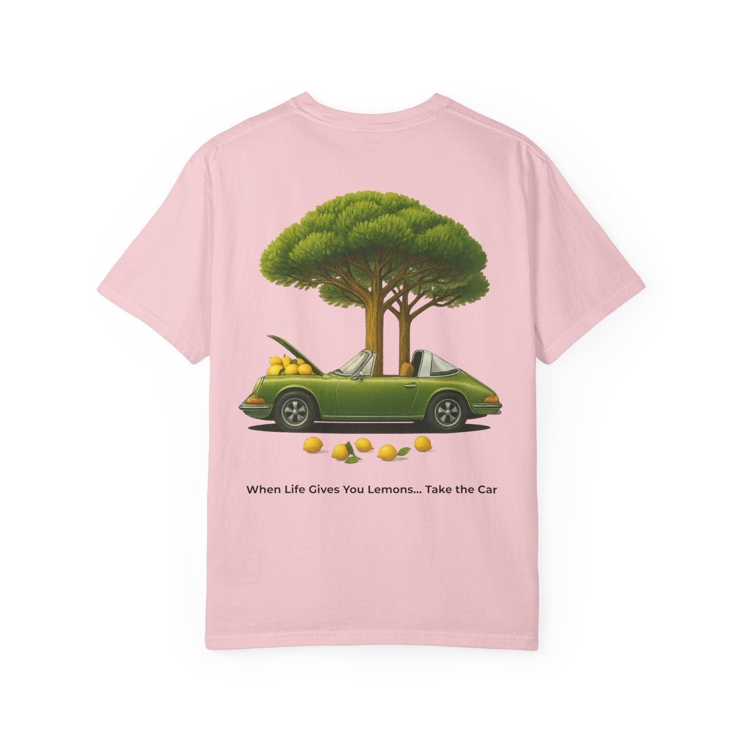 Lemon Tree Car T-Shirt – Vintage Green Graphic Garment-Dyed Tee