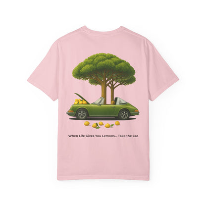 Lemon Tree Car T-Shirt – Vintage Green Graphic Garment-Dyed Tee