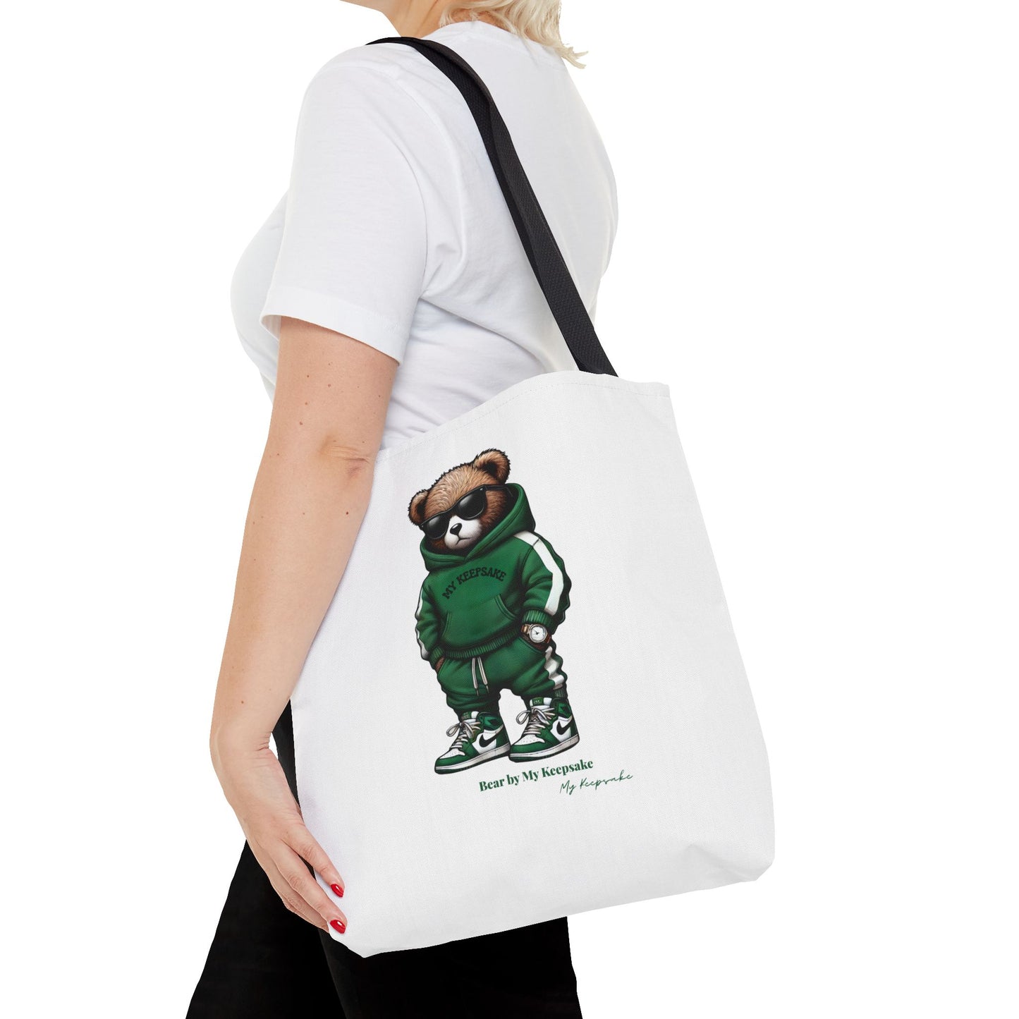 Tote Bag White  – Green Bear by My Keepsake