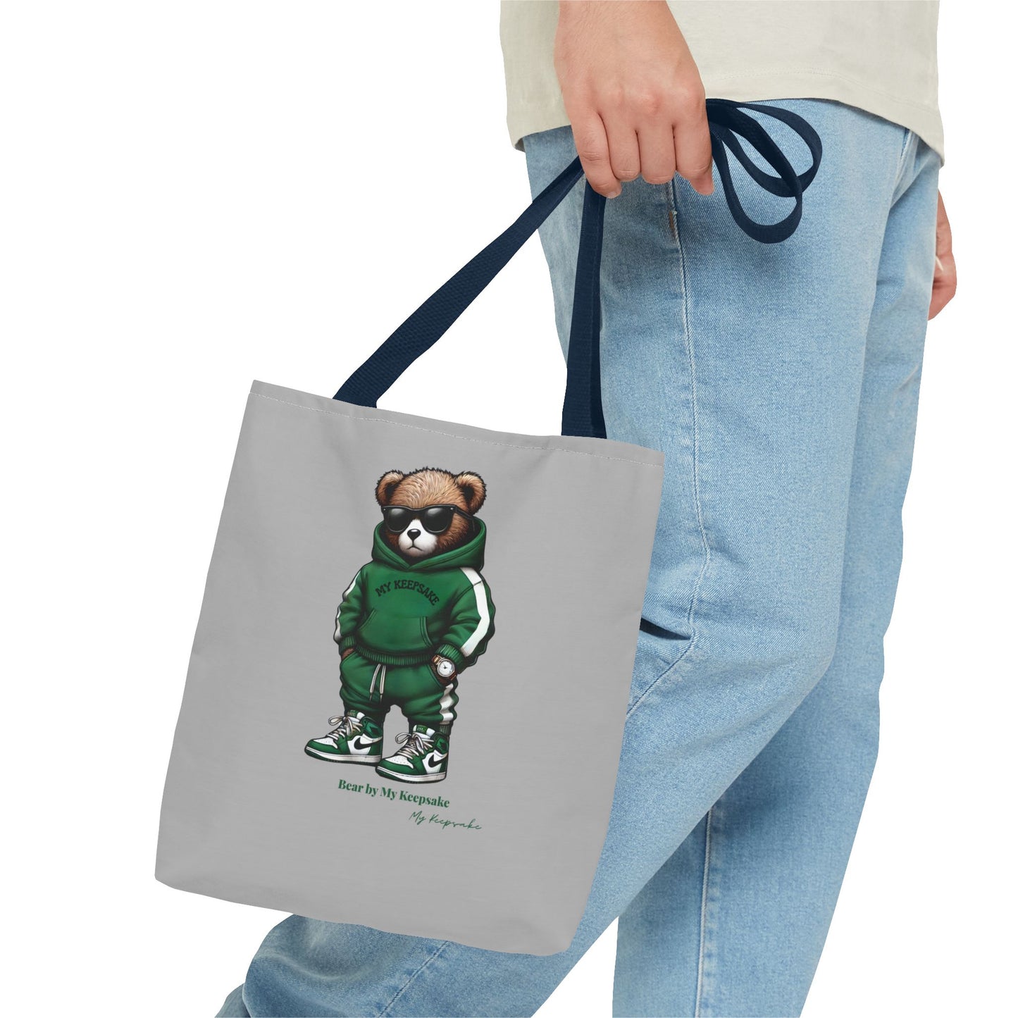 Tote Bag Light grey –  Green Bear by My Keepsake