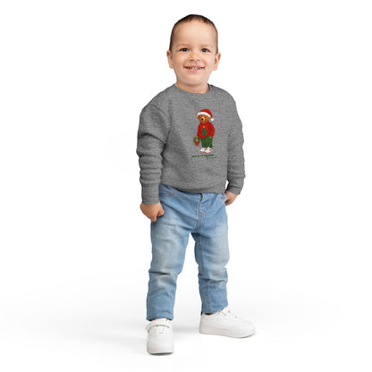 Cozy Christmas Bear Toddler Sweatshirt | Festive Holiday Gift for Kids, Santa Bear Design