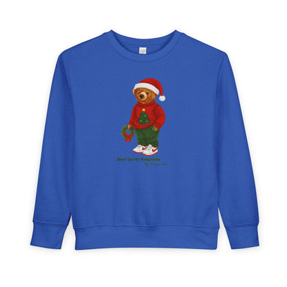 Cozy Christmas Bear Toddler Sweatshirt | Festive Holiday Gift for Kids, Santa Bear Design