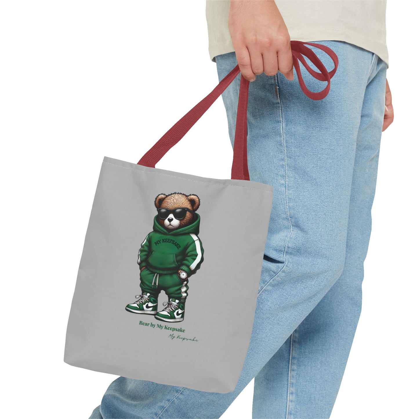 Tote Bag Light grey –  Green Bear by My Keepsake