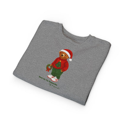Cozy Christmas Bear Toddler Sweatshirt | Festive Holiday Gift for Kids, Santa Bear Design