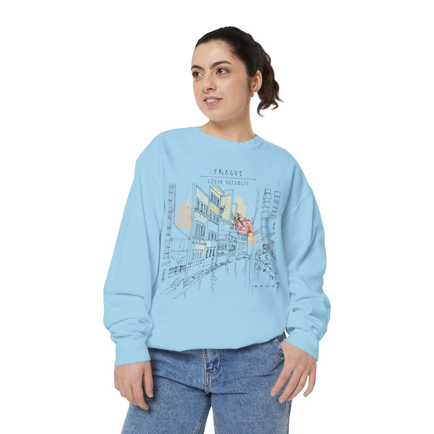 Prague Sketch Unisex Sweatshirt – Vintage City Illustration Crewneck