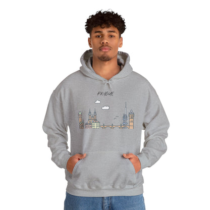 Prague Skyline Hoodie – Minimalist Cityscape Sweatshirt, Prague Souvenir Gift