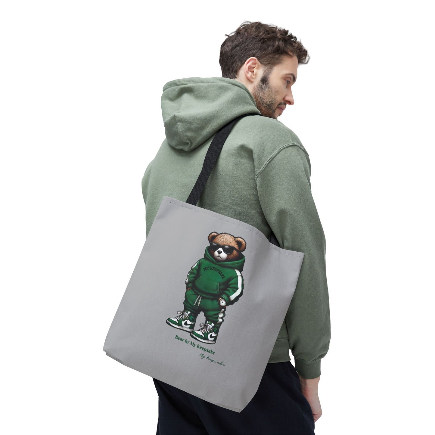 Tote Bag Light grey –  Green Bear by My Keepsake